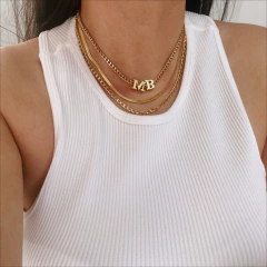 corrente colar inicial banhado a ouro - Mix Bijous | Bijuterias & Acessórios