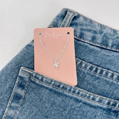 colar trevo delicado cravejado banhado a prata