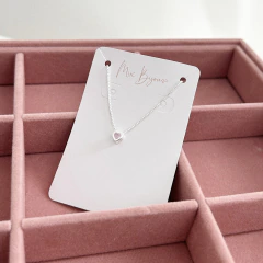 colar mini coração rosa banhado a prata