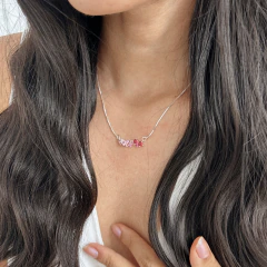colar princesa pink banhado a prata