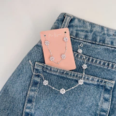 kit choker + pulseira florzinhas em pérola - comprar online