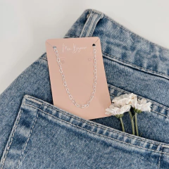 colar longuinho elos corações 60cm banhado a prata na internet