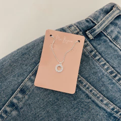 colar circulo cravejado banhado a prata - comprar online