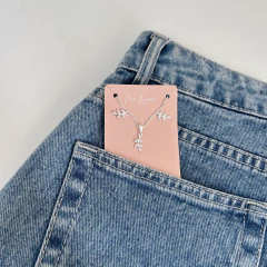 conjunto raminhos cravejado banhado a prata