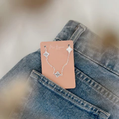 colar trevos banhado a prata - comprar online