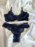Conjunto de Lingerie em Renda Azul Marinho Sutia sem bojo e aro - Jasmine