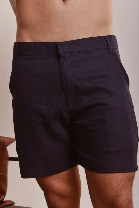 BERMUDA LINHO AZUL MARINHO - comprar online
