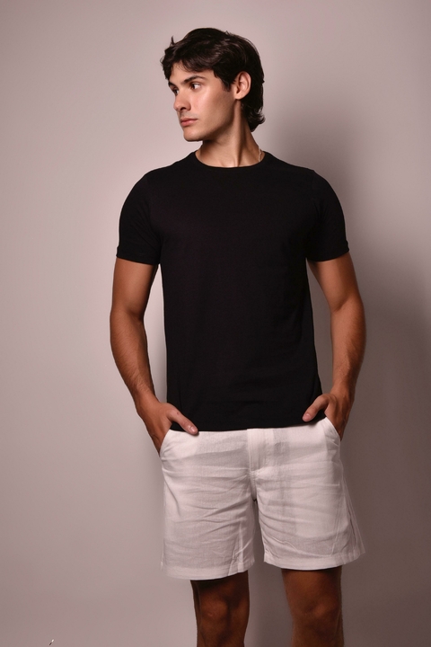 T-SHIRT ALGODÃO PIMA PRETA TEXT - comprar online