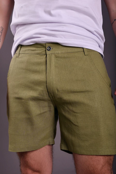 BERMUDA LINHO VERDE ESCURO