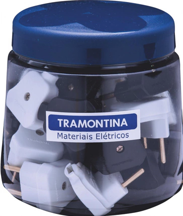 PLUGUE ANGULAR 2 PINOS 10A PRETO/BRANCO