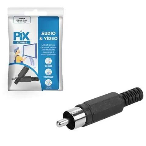 PLUG RCA PLASTICO - PRETO - KIT COM 2 PLUGS 062-1625