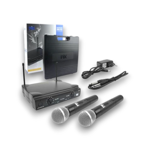 MICROFONE SEM FIO COM RECEPTOR E 2 MICROFONES 055-0006