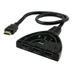 CHAVE SELETORA HDMI 3 ENTRADAS 1 SAIDA C/ CABO 60CM COMPATVIEL COM TV 3D 075-0832