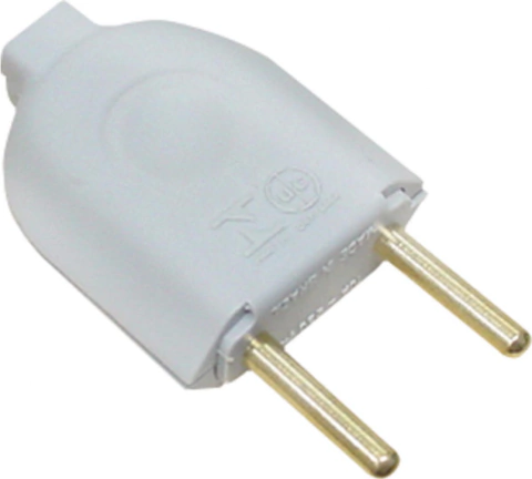 PLUGUE MACHO 2 PINOS 10A 250V UNIVERSAL CINZA