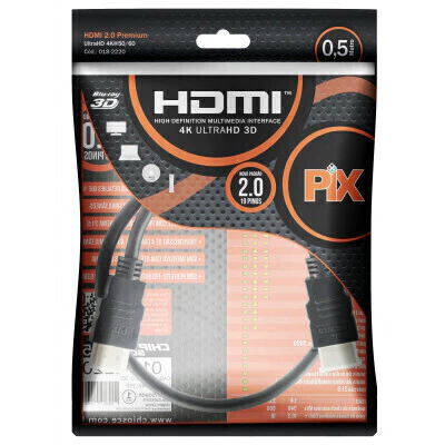 CABO DE VIDEO HDMI 0,5 M 4K ULTRAHD 018-2220