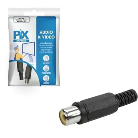 JACK RCA PLASTICO - PRETO - KIT COM 2 PLUGS 062-5261