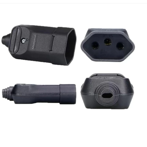 PLUGUE FEMEA 2 PINOS + TERRA 10A 250V PRETO