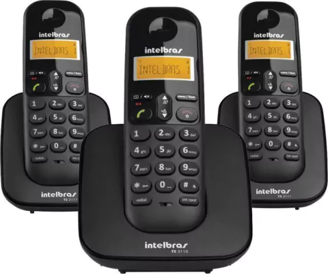 TELEFONE SEM FIO COM IDENTIFICADOR DE CHAMADAS + 2 RAMAIS TS3113 PRETO