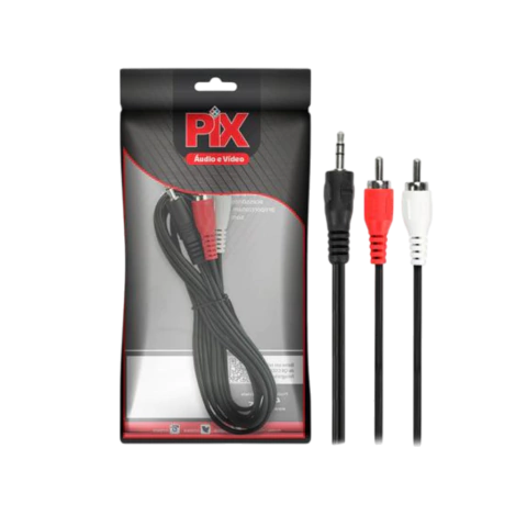 CABO P2 ESTÉREO 2 RCA MACHO NÍQUEL 1,8 METRO 018-1240