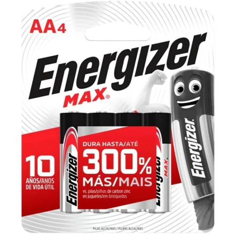 PILHA ALCALINA AA BLISTER COM 4 ENERGIZER