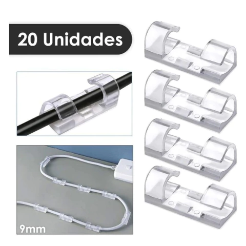 KIT CLIP ORGANIZADOR CABOS ADESIVO 20 UN