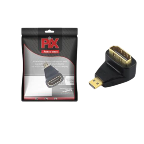 ADAPTADOR MICRO HDMI MACHO PARA HDMI FÊMEA 90° 003-8504