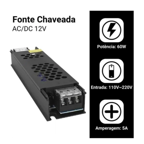 MINI FONTE COLMEIA 12V/5A 110/220