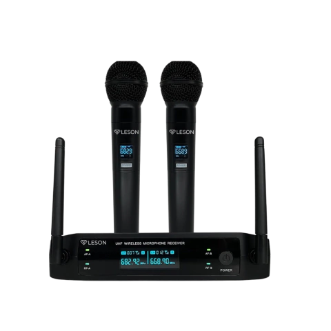 MICROFONE DUPLO LE SON LS 962 PRETO PROFISSIONAL