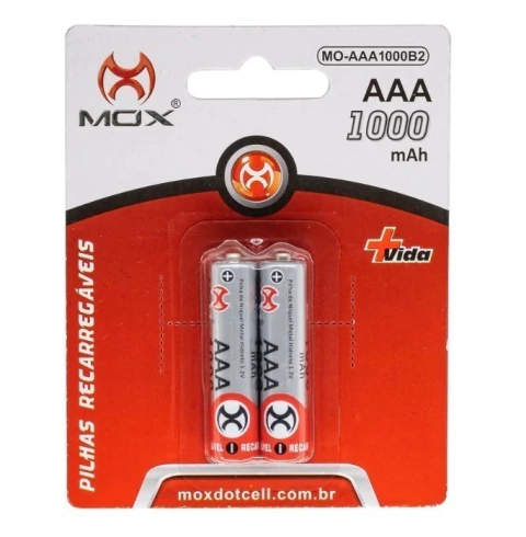 PILHA RECARREGÁVEL AAA MO-AAA MOX COM 2