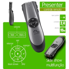 APRESENTADOR DE SLIDES COM LASER POINT AC164 MULTILASER