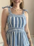 Vestido Feminino em Tricoline Listrado Alças em Amarração - Boutique Qbonita Pina