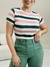 Blusa Feminina Gola Redonda em Viscolycra Listrada na internet