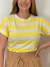 Imagem do Blusa Feminina de Malha Manga Japonesa Listrada