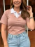 Blusa Feminina Composição Camisa Social Gola Polo em Ribana - Boutique Qbonita Pina