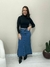 Saia Feminina Longa Evasê em Jeans Escuro - loja online