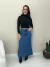 Saia Feminina Longa Evasê em Jeans Escuro - comprar online