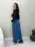 Saia Feminina Longa Evasê em Jeans Escuro - Boutique Qbonita Pina