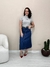 Saia Feminina Midi Evasê em Jeans