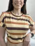 Imagem do Blusa Feminina de Malha Manga Japonesa Listrada