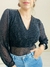 Body Feminino Manga Longa em Lurex Decote V - loja online