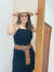 Vestido Feminino Midi Decote Quadrado Babado na Barra