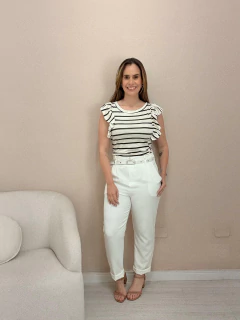 Blusa Feminina em Viscrolycra Manga Babado Listrada - comprar online