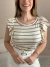 Blusa Feminina em Viscrolycra Manga Babado Listrada - Boutique Qbonita Pina