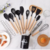 Set De Cocina 12 Utensilios Mango Madera Punta Silicona - comprar online
