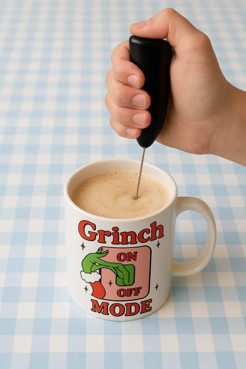 Pack " Taza de cerámica Grinch + Batidor de café "