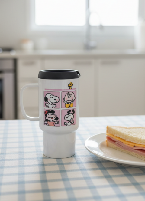 Jarro térmico - Snoopy cuadros rosa - comprar online