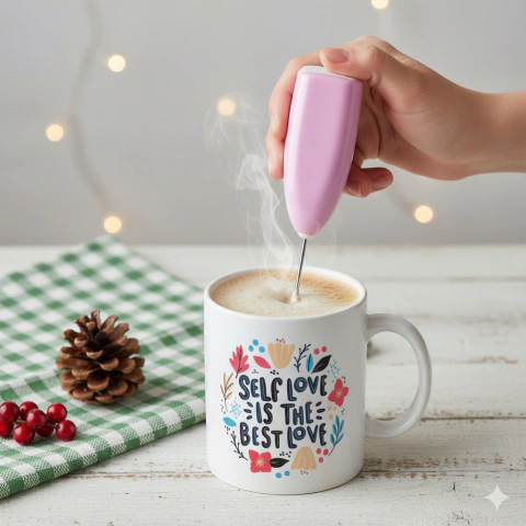 Pack " Taza de cerámica Self Love + Batidor de café "