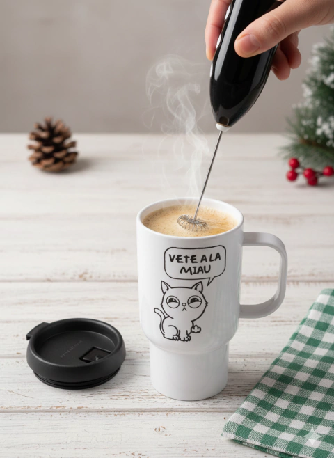 Pack " Jarro termico miau + Batidor de café "