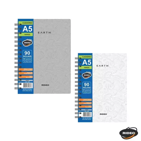 Cuaderno A5 EARTH 90 Hojas Cuadriculadas - RIDEO
