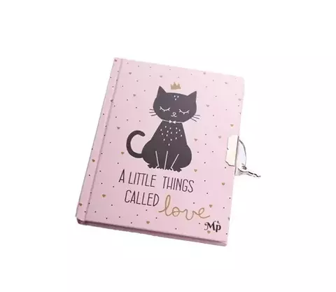 Diario íntimo Cat Detalles con glitter c/ 2 Llaves
